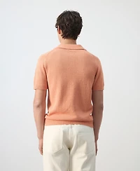 Mango Men's Microstructure Cotton Polo Shirt
