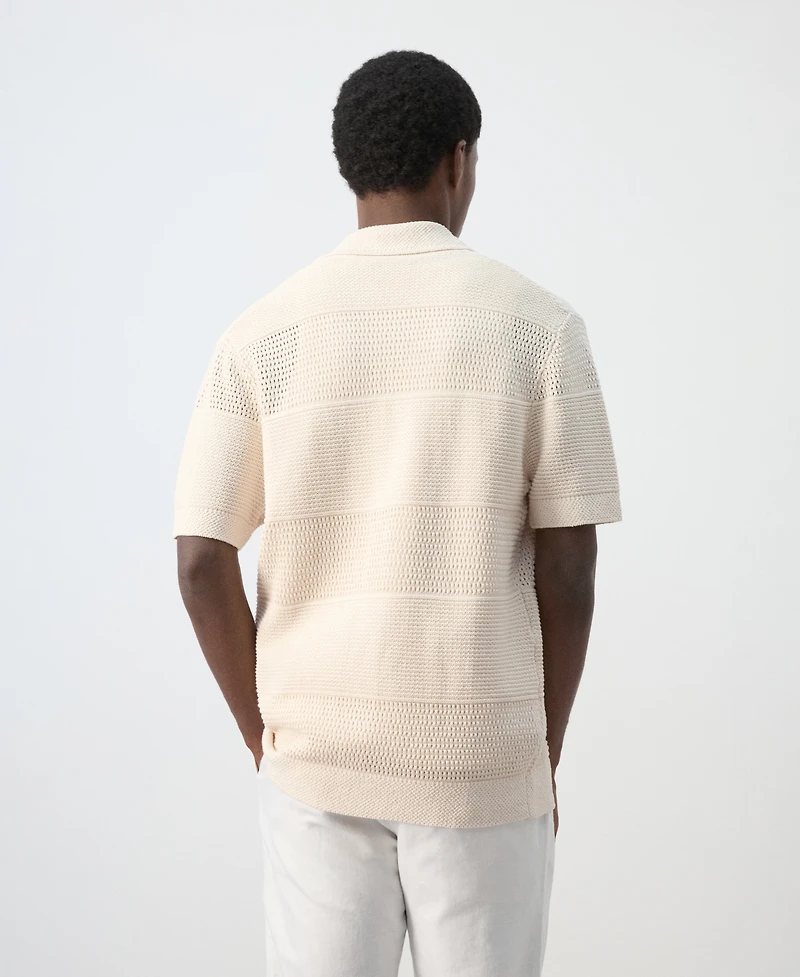 Mango Men's Openwork Knitted Shirt