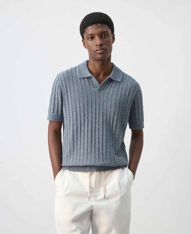 Mango Men's Cotton Fine-Knit Polo Shirt