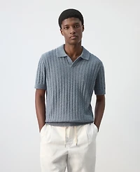 Mango Men's Cotton Fine-Knit Polo Shirt