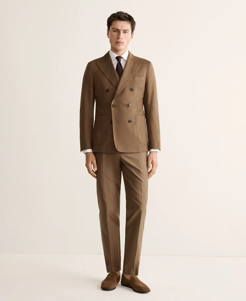 Mango Men's Double-Breasted Lyocell and Cotton Suit Jacket