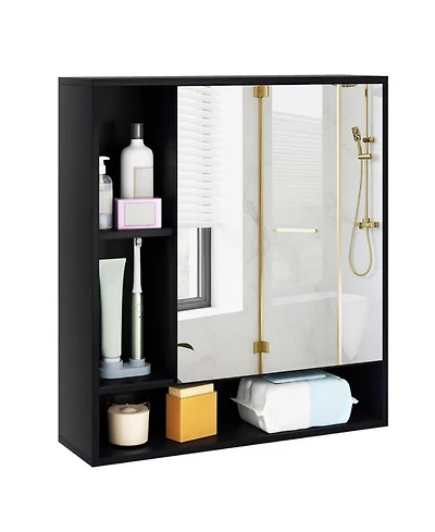 Phying Modern Wall Mounted Mirror Cabinet Single Door Bathroom Storage Cabinet Furniture Decorative Wall Organizer For Home Indoor