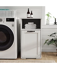 Midola Laundry Cabinet with 1 Removable Liner Bags Bathroom Storage Saving Linen Cabinet for Bathroom