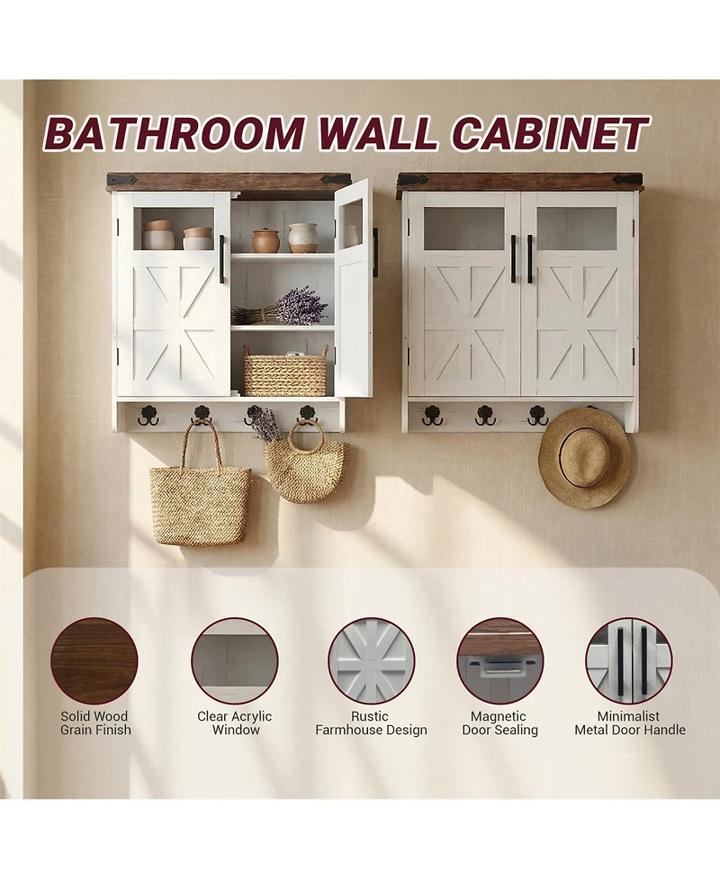 Midola Bathroom Wall Cabinet Over Toilet with Adjustable Shelves, Medicine Cabinet Storage Organizer for Bathroom Kitchen Garage, Hanging Towel Hook