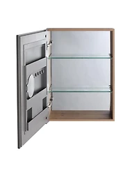 Midola 20" Bathroom Mirror Cabinet with Storage, Wall Mounted Medicine Cabinet with Mirror Door, Adjustable Glass Shelves, Plywood