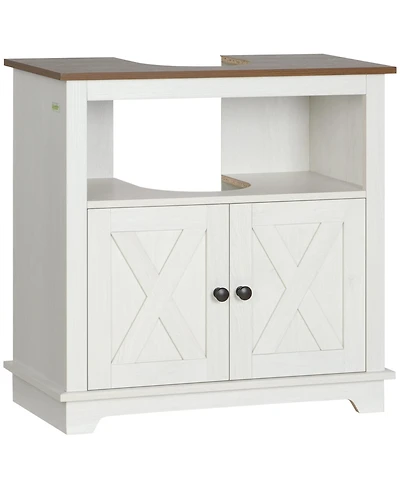 Busdays Modern Farmhouse Bathroom Sink Cabinet Pedestal Sink Storage with Double Doors and Shelves