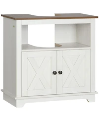Busdays Modern Farmhouse Bathroom Sink Cabinet Pedestal Sink Storage with Double Doors and Shelves