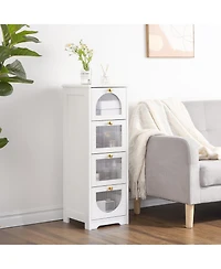 homfan Narrow Bathroom Storage Cabinet with 4 Drawers, Slim Floor Organizer for Hallway, Living Room, Entryway
