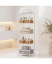 homfan 5 Tier Bathroom Shelf, 55 Inch Metal Bathroom Storage Cabinet with Adjustable Shelves for Small Spaces