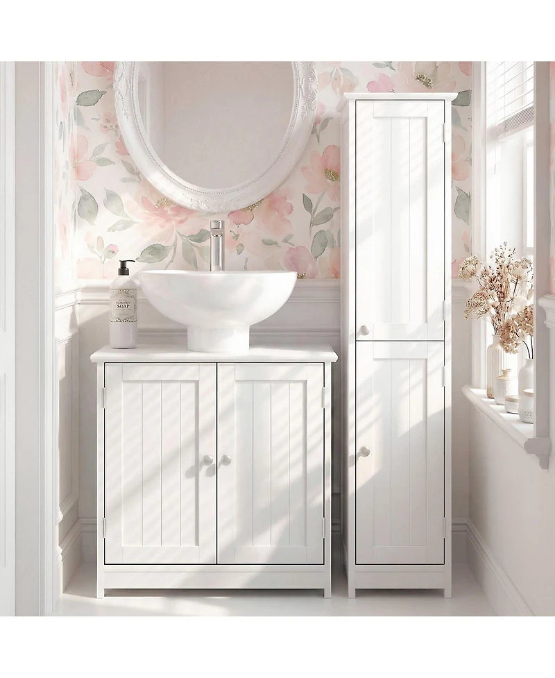 Busdays Pedestal Sink Storage Cabinet Bathroom Sink Cabinet with U Shape Cut Out and Adjustable Shelf