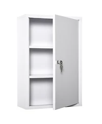 Busdays Steel Wall Mount Medicine Cabinet 3 Tier Lockable Emergency Box for Bathroom Kitchen with 2 Keys