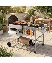 Sugift Movable Grill Table for 18 in 22 in Original Kettle for Camping