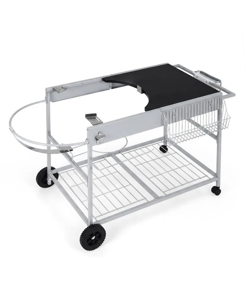 Sugift Movable Grill Table for 18 in 22 in Original Kettle for Camping