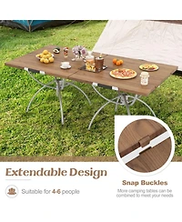 Yiortwo 2 Pack Folding Camping Tables with Wood Grain Top and Carry Bag for Outdoor Use