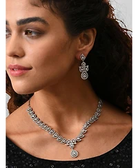 Sohi Women's Silver Toned Stone Studded Jewellery Set