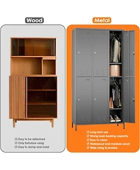 Boyel Living 6-Door Metal Storage Locker with Hooks and Card Holders, Ventilated Employee Cabinet for School Gym Office