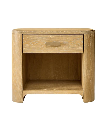 Hulala Home Roberta Modern 28"W 1 Drawer Oak Wood End Table with Built-In Power Station