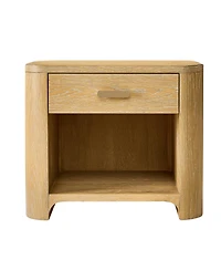 Hulala Home Roberta Modern 28"W 1 Drawer Oak Wood End Table with Built-In Power Station