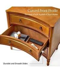 Hulala Home Laurencia 26"W 3-Drawer Curved Silhouette End Table with Built-in Charging Station