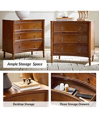 Hulala Home Laurencia 26"W 3-Drawer Curved Silhouette End Table with Built-in Charging Station