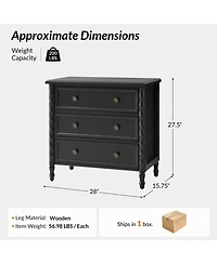 Hulala Home Nicola 3-Drawer Transitional 28''W Curved End Table with Charging Station