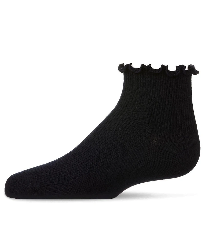 MeMoi Baby Girls Ruffled Top Thin Ribbed Anklet Socks