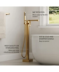 Everstein Single Handle Floor Tub Spout Bathroom Faucet with Diverter