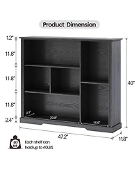 Vlsrka 6-Shelf Modern Bookcase With Tri-color Sensor Light