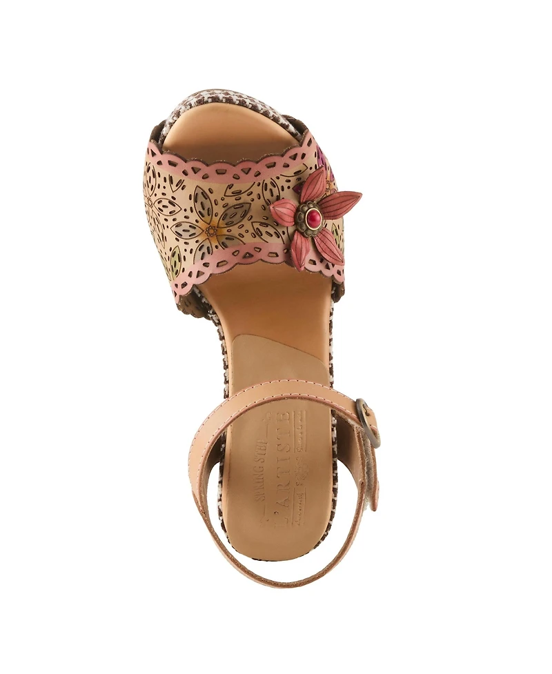 L'Artiste Women's Ankle Strap with Hand-Painted Design