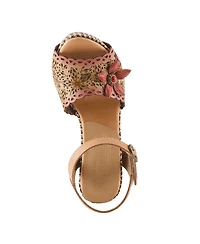 L'Artiste Women's Ankle Strap with Hand-Painted Design