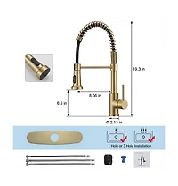 Phying Kitchen Faucet with Pull Down Sprayer Industrial 1 Handle 1 Hole Or 3 Hole Faucet for Farmhouse Camper Laundry Utility Rv Wet Bar Sinks