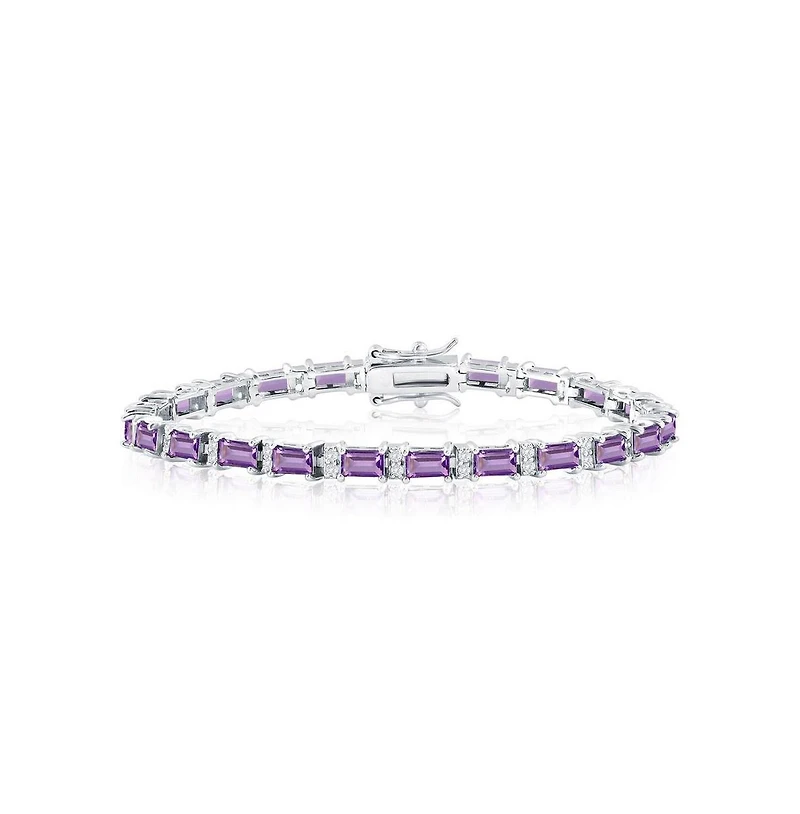 Simona Sterling Silver, Emerald-Cut Gem Bracelet