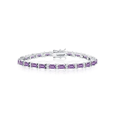 Simona Sterling Silver, Emerald-Cut Gem Bracelet