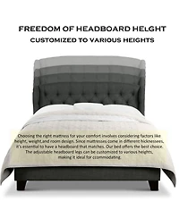 Boyel Living High Back Upholstered Bed Button Tufted Frame with Solid Wood Structure Soft Fabric Headboard