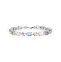 Simona Sterling Silver, Round and Emerald-Cut Gem Bracelet