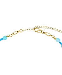 St. Moran Tarnish-Resistant Gold Natural Freshwater Pearl Turquoise Beaded Meyer Necklace