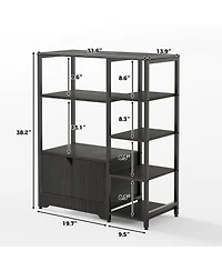 homfan Multifunctional 5-Tier Freestanding Bookshelf Modern Metal Frame, Storage Drawers, Particle Board Shelves