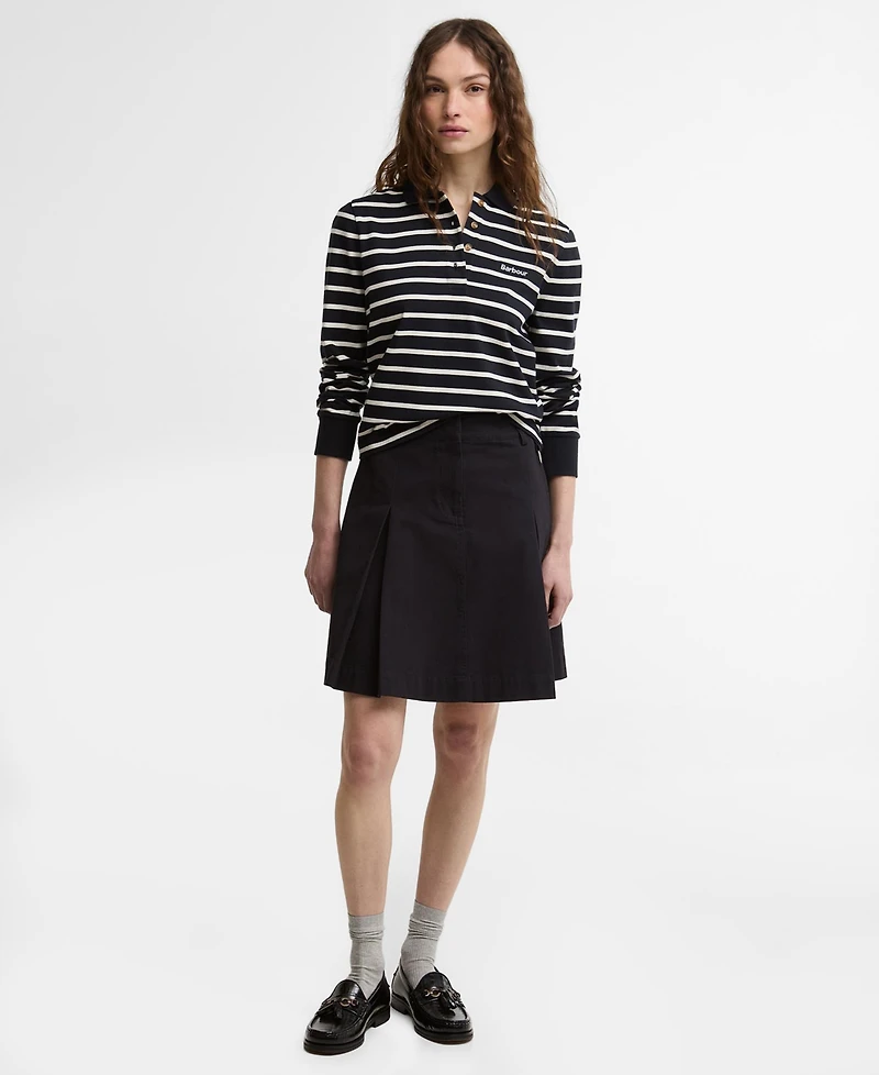 Barbour Women's Ashwell Rib Knit Collar Polo Top