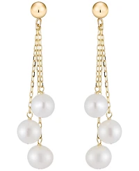 Belle de Mer Cultured Freshwater Pearl (6-7mm) Dangle Earrings in 10k Yellow Gold