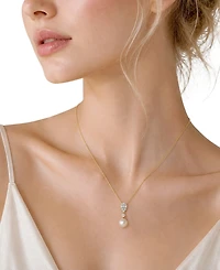 Macy's Cultured Freshwater Pearl (8-9mm) & Diamond Pendant Necklace in 14k Yellow Gold