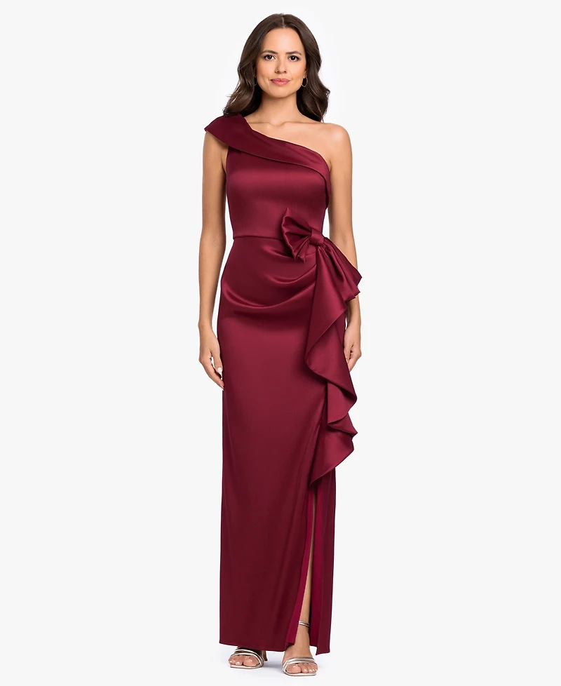 Betsy & Adam Women's Arcadia One-Shoulder Side Bow Ball Gown