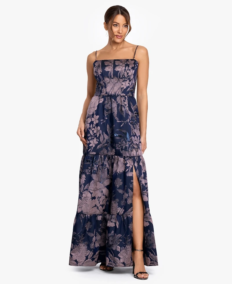 Betsy & Adam Women's Brocade Spaghetti Strap Corset Ball Gown