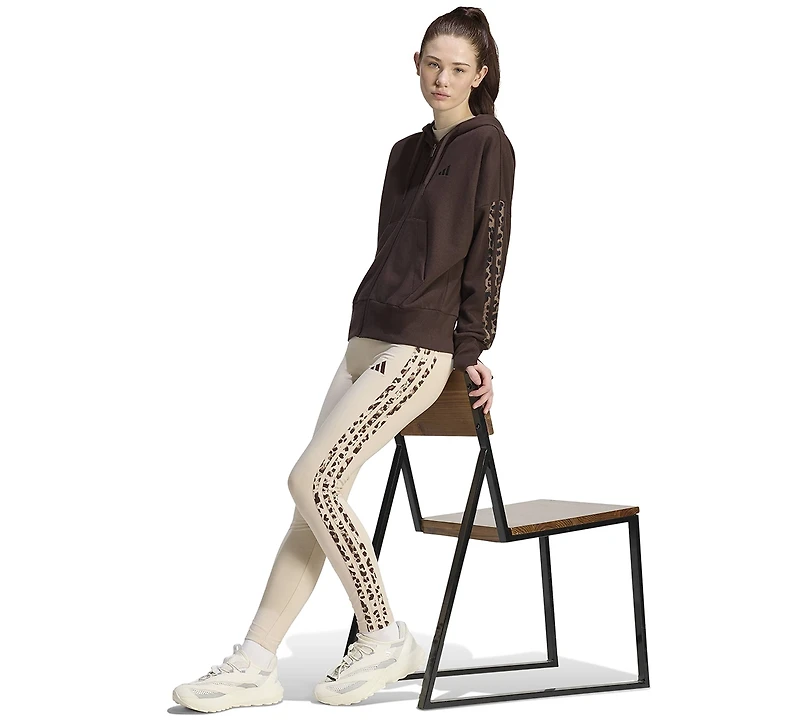 adidas Women's Seasonal Essentials Animal Print 3-Stripes Hooded Track Jacket