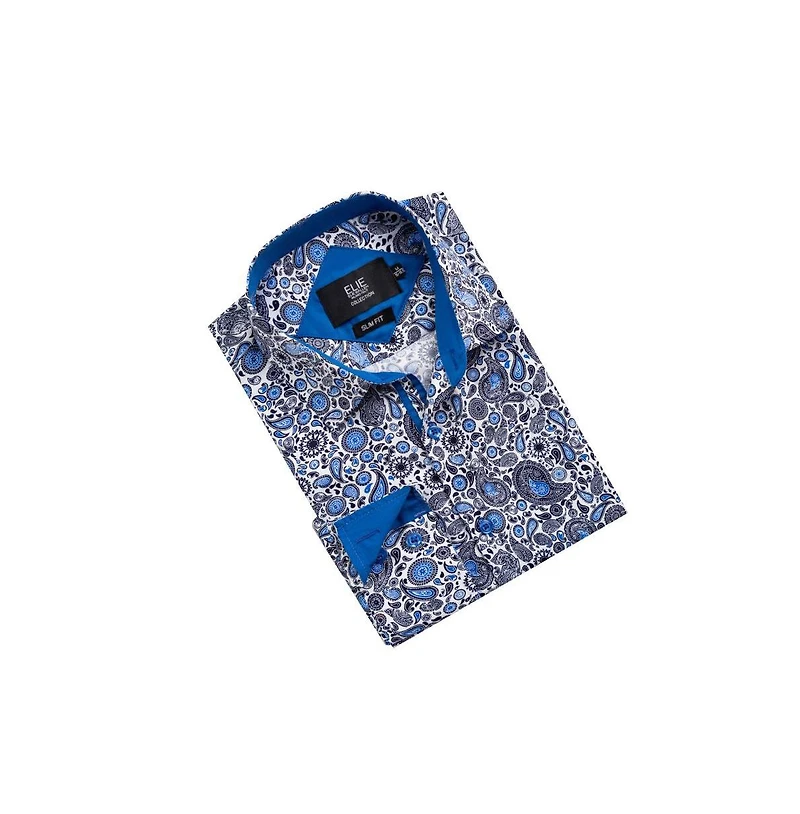 Elie Balleh Men's Slim Fit Modern Paisley Print Button-Down Shirt