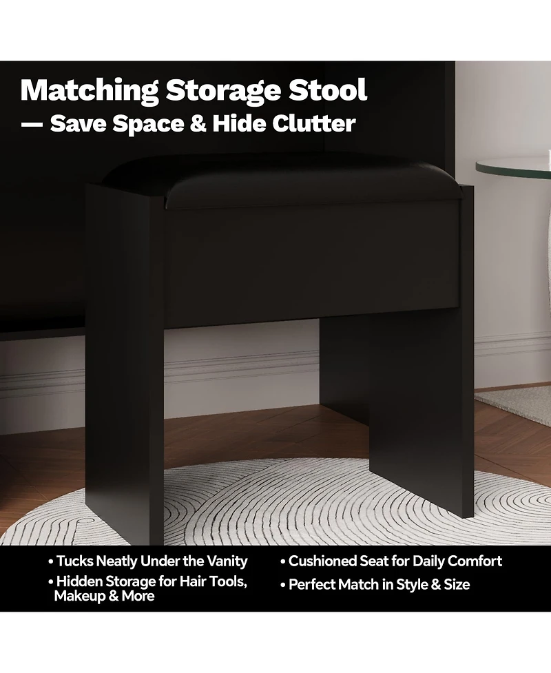homfan Elegant Bedroom Vanity Table and Chair Set, Stylish Makeup Dressing Table, Comfortable Seat, Ideal for Home Decor Organization