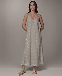 Donna Karan Weekend Women's Printed V-Neck Midi Dress
