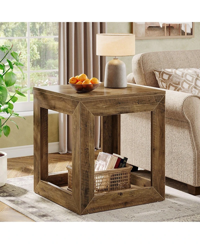 Slickblue Modern Square Nightstand with Open Storage Shelf