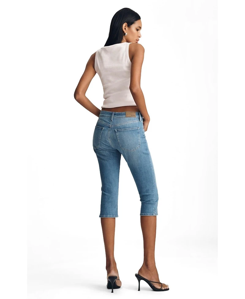 Mavi Jeans Women's Hilary Mid Rise Capri Blue Brushed Flex