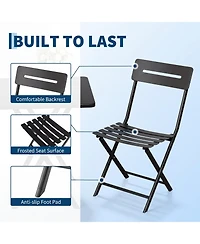 GarveeLife 3-Piece Folding Bistro Set for Patio, Balcony or Garden – Space-Saving Outdoor Table and Chairs, Easy Setup