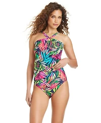 Beyond Control Women's Love Me or Leaf Underwire High-Neck Tankini Top